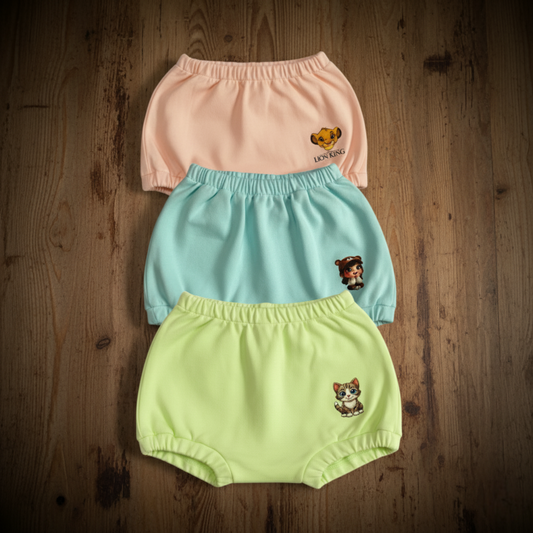 Maatritv Baby Pure Cotton Bloomers, Pack of 3 - All Designs
