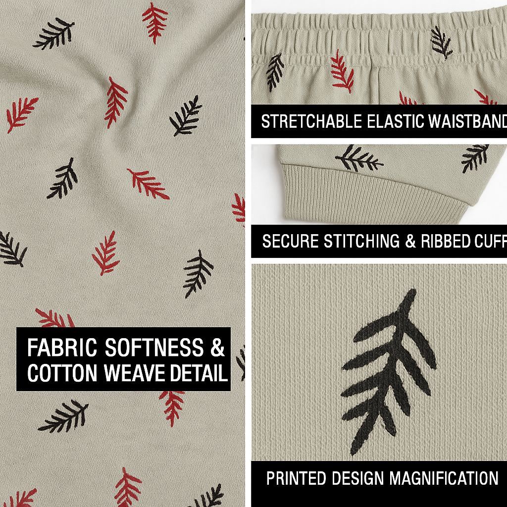 Maatritv Kids' Pure Cotton Pajama - Forest Fern Print